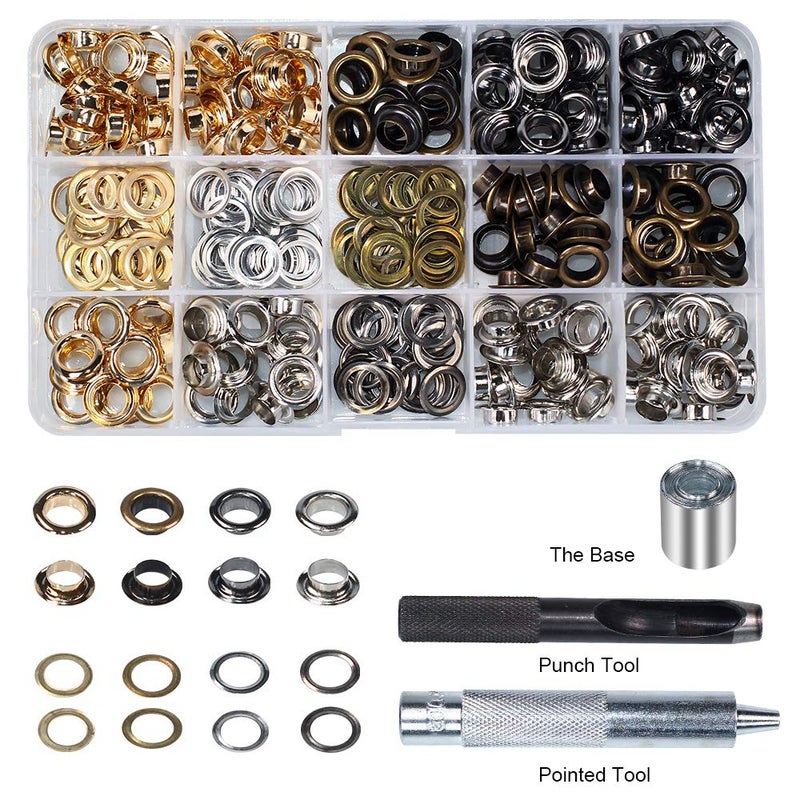 INNETOC 200 Sets - Grommet Eyelets 8mm 5/16" Inside Diameter 600# with Setting Tool Canvas Clothes (5/16", Mixed) - Image 1